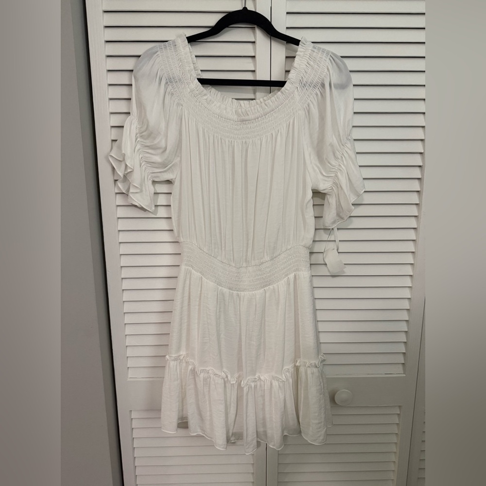 The Impeccable Pig White Smocked-Tier Midi Dress